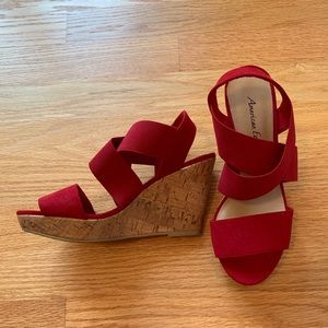 Red Wedge Sandals